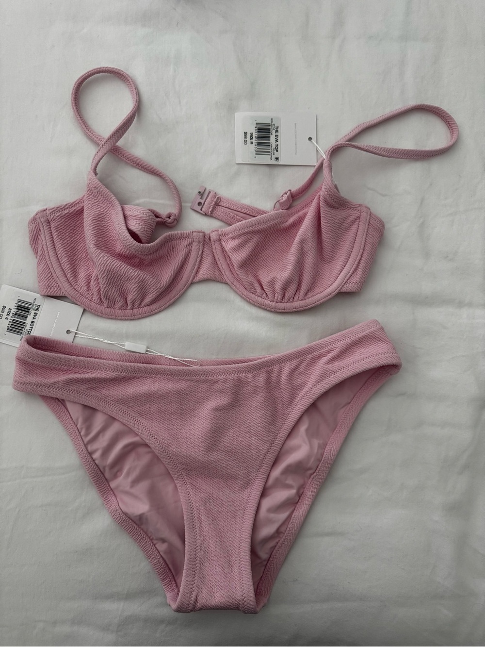 SOLID & STRIPED Blush Pink Textured Ribbed Bikini Set